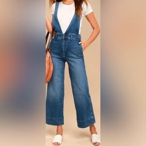 Free People A-Line Medium Wash Overalls Size 0